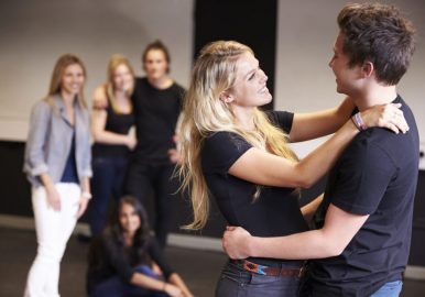 Students Taking Acting Class At Drama College